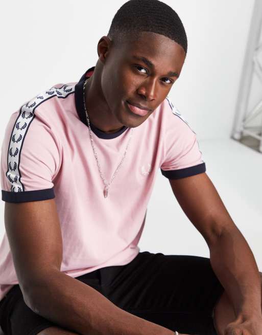 Fred Perry taped ringer t-shirt in lt. pink | ASOS