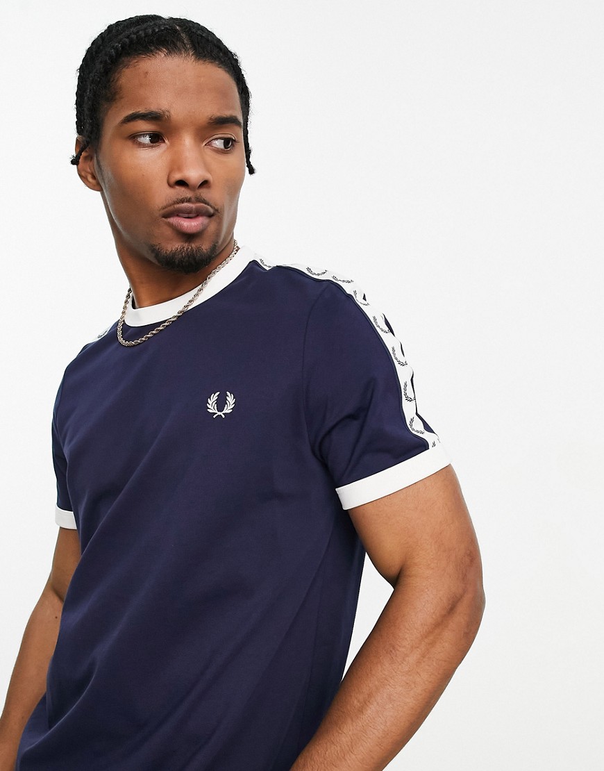 Fred Perry taped ringer t-shirt in navy - NAVY