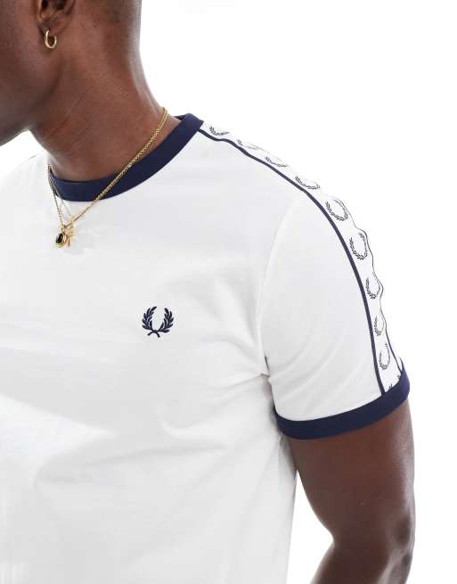Fred Perry taped ringer t-shirt in white | ASOS