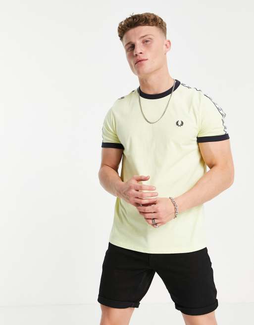 fred perry taped ringer t shirt yellow