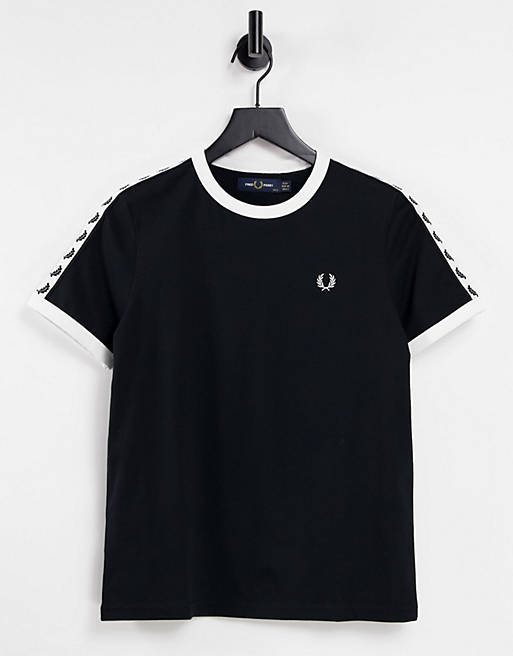 Women Fred Perry taped short sleeve t-shirt in black 