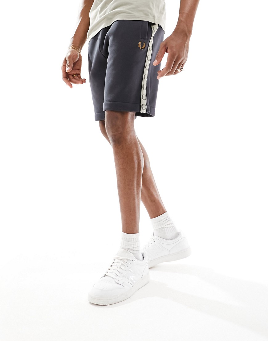 Fred Perry Taped Sweat Short In Charcoal-gray