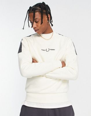 Fred Perry taped sweatshirt in white - ASOS Price Checker