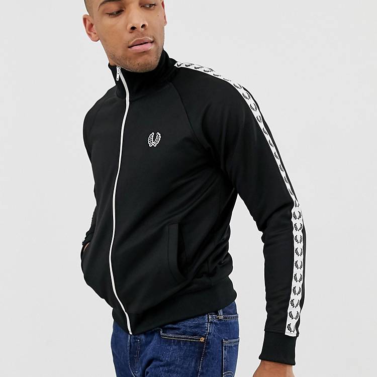 Fred Perry taped track jacket in black