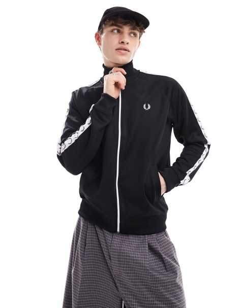 Fred Perry taped track jacket in black - view 1