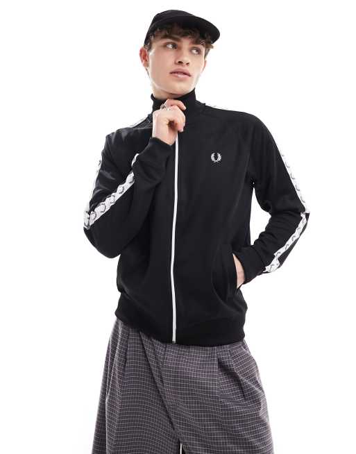 Fred Perry taped track jacket in black