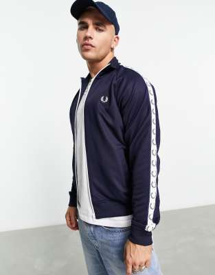 Fred Perry Taped Track Jacket Carbon Blue | ModeSens