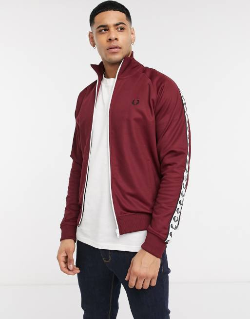 Fred perry 2025 track jacket burgundy