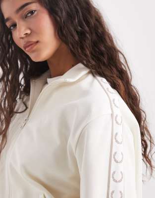Fred Perry Taped Track Jacket In White