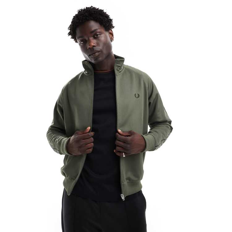 Fred Perry taped track jacket in green with contrast trim (part of