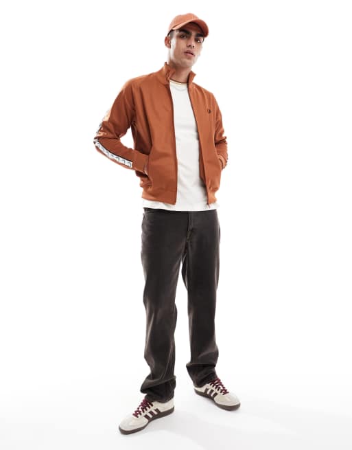 Fred Perry taped track jacket in light brown | ASOS