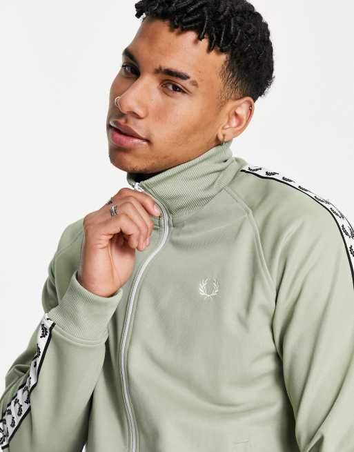 Fred Perry taped track jacket in light green | ASOS