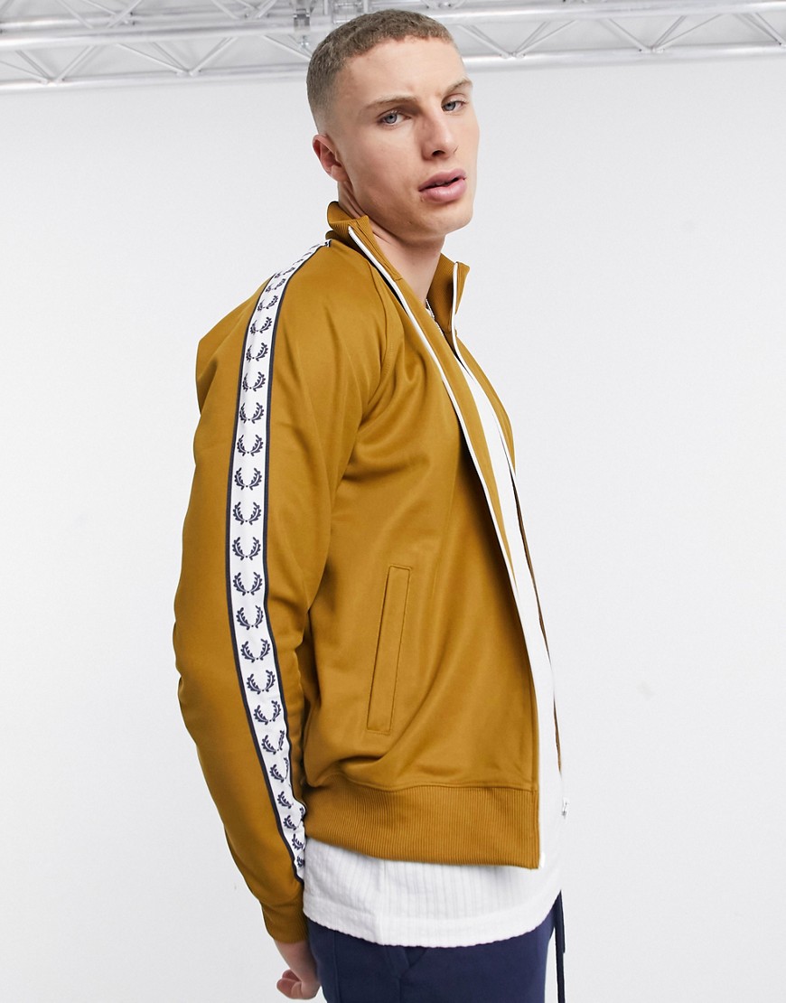 Fred Perry taped track jacket in tan-Brown