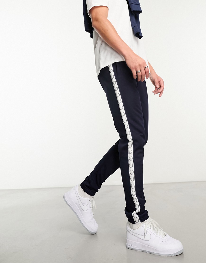 Fred Perry Taped Sweatpants In Blue In Navy