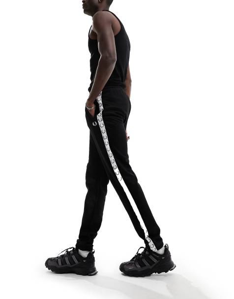 Fred Perry taped track trackies in black - view 1