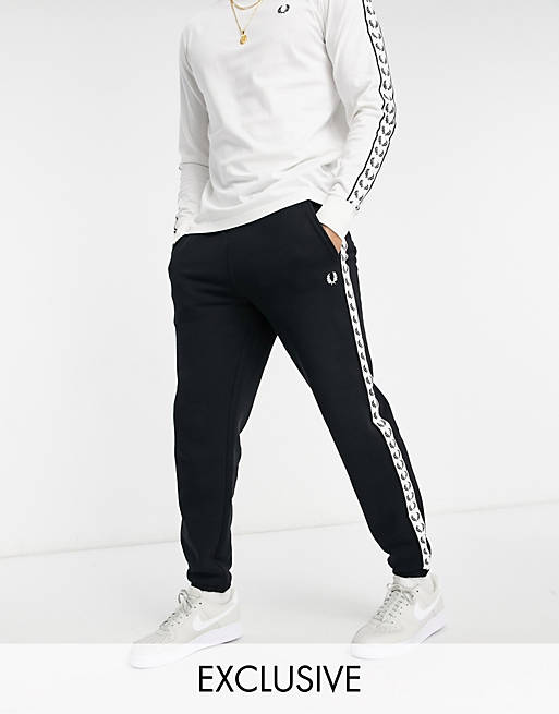 Fred Perry taped tricot joggers in black Exclusive to ASOS