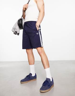 Fred Perry taped tricot short in Dark blue