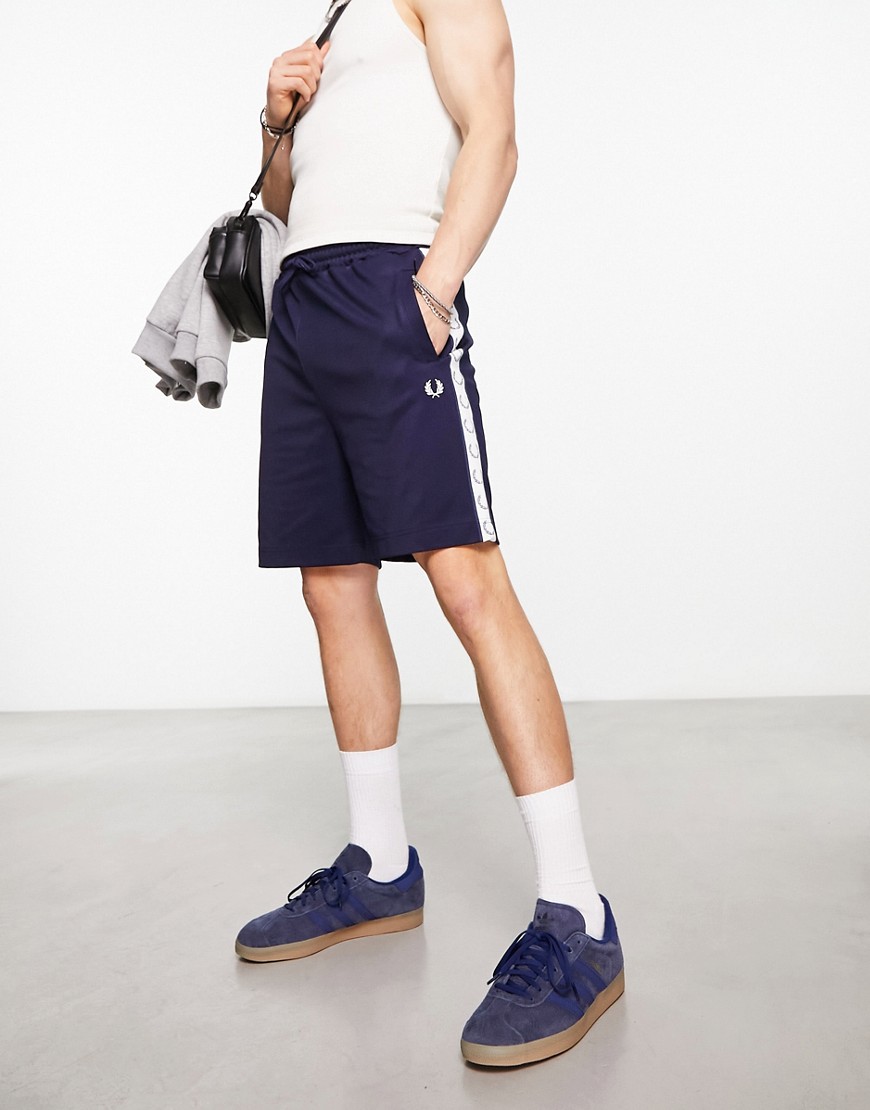 Fred Perry taped tricot short in dark blue