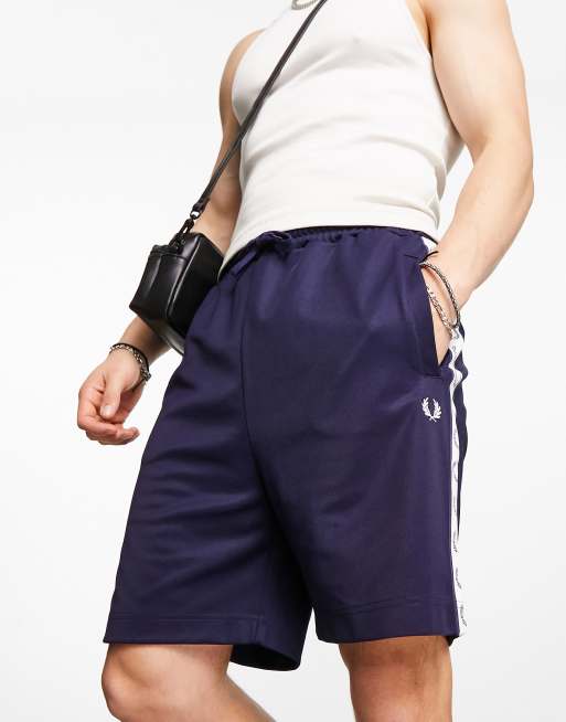 Fred Perry taped tricot short in dark blue