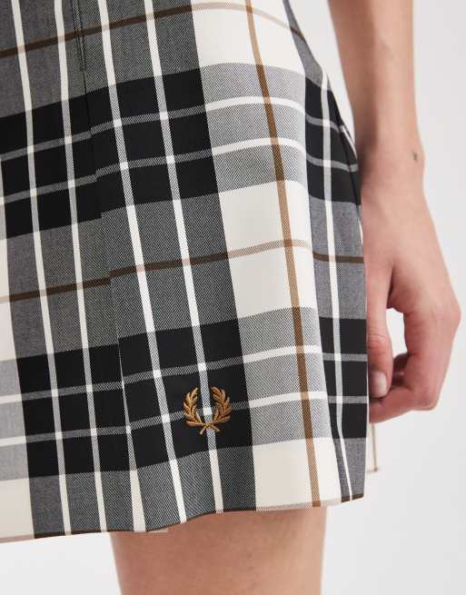 Fred Perry tartan mini skirt in ecru, 2 of 5