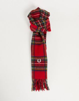 Fred Perry tartan scarf in red
