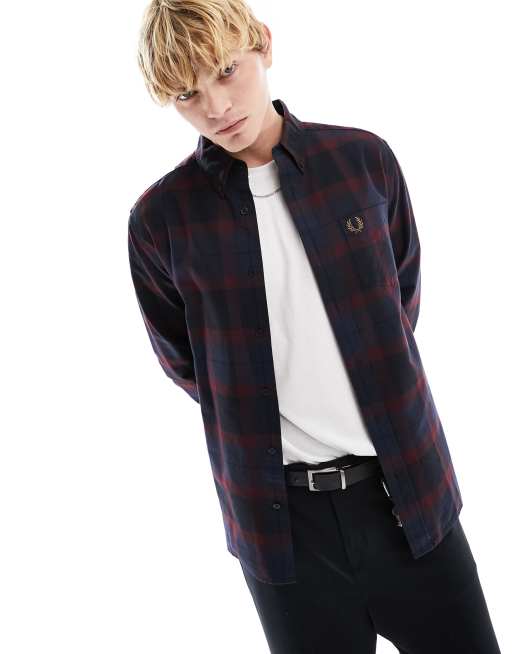 Fred Perry tartan shirt in oxblood 