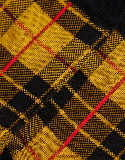 Fred Perry tartan sock in gold, 3 of 3