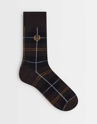 Fred Perry Herren Braun Socken Baumwolle Kariert - Bild 5