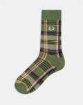 [Fred Perry] Fred Perry tartan socks in green 9-11 OLIVE MINT