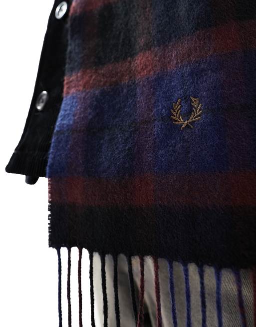 Fred Perry brushed wool tartan scarf in red | ASOS