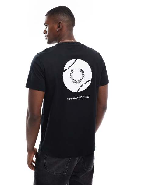 Fred Perry tennis back print T-shirt in black - view 1