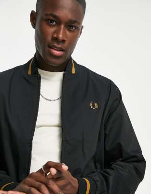 fred perry tennis bomber jacket black