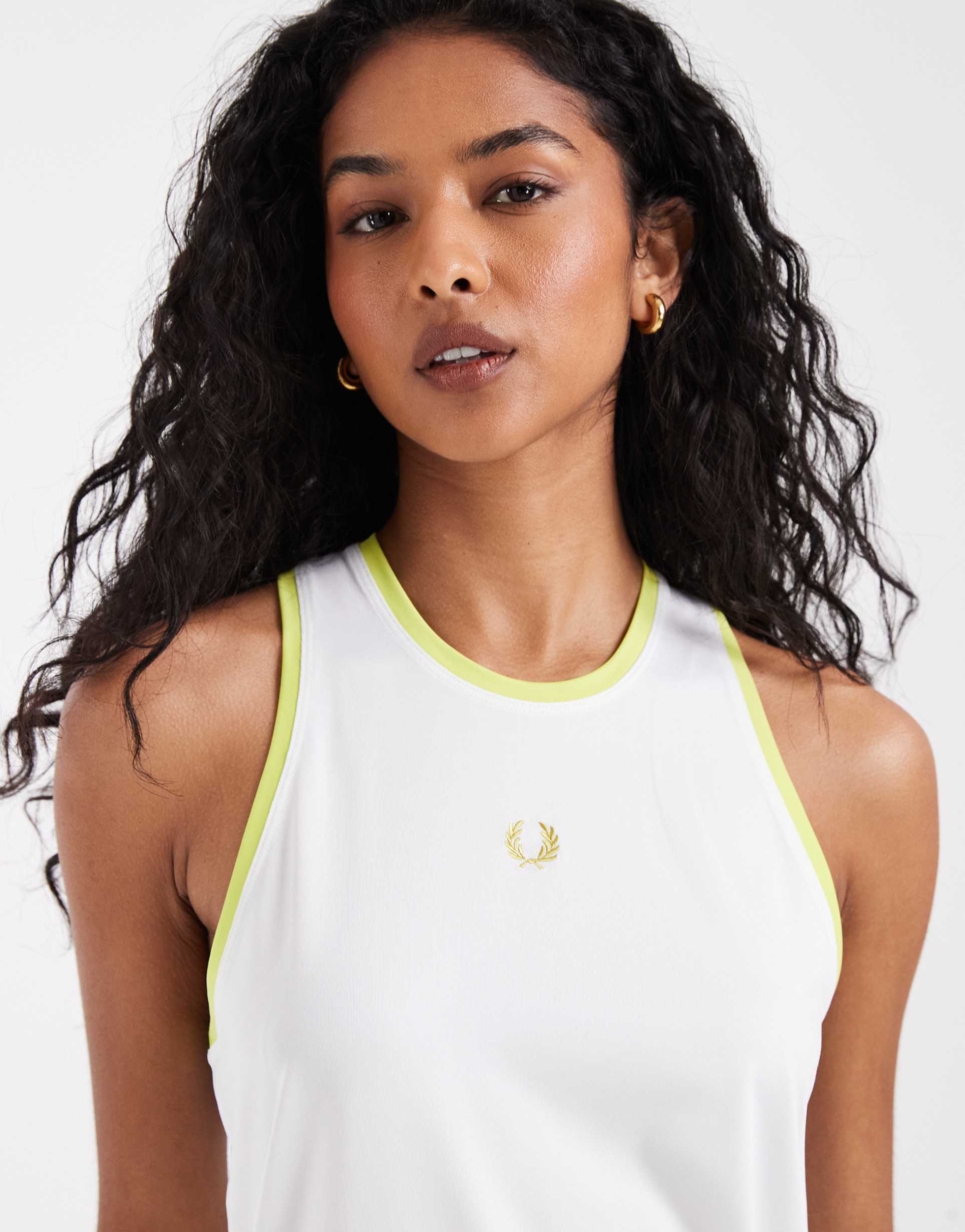 fred perry tennis central logo tank top in white