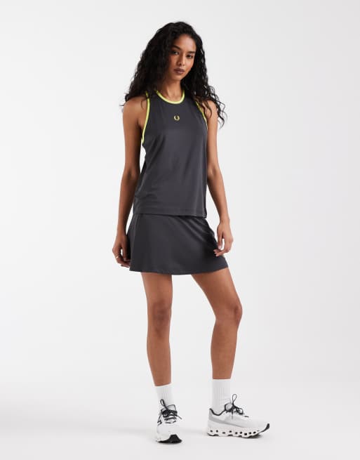 Fred Perry Tennis central logo vest top in charcoal grey, 4 of 4