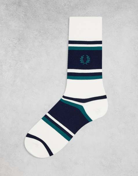 Fred Perry - Tennis - Chaussettes rayées à logo - Blanc - view 1