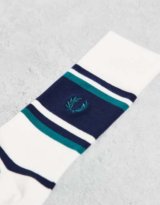 Fred Perry - Tennis - Chaussettes rayées à logo - Blanc, 2 de 3