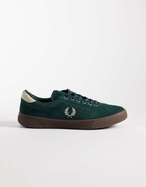 Fred Perry – Tennis – Mörkgröna sneakers i mocka och läder med logga - view 1