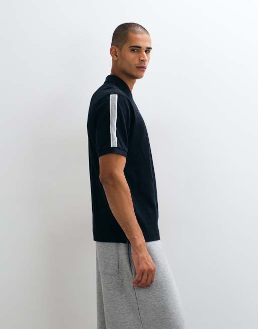 Fred Perry tennis net tape polo shirt in dark navy, 4 of 10