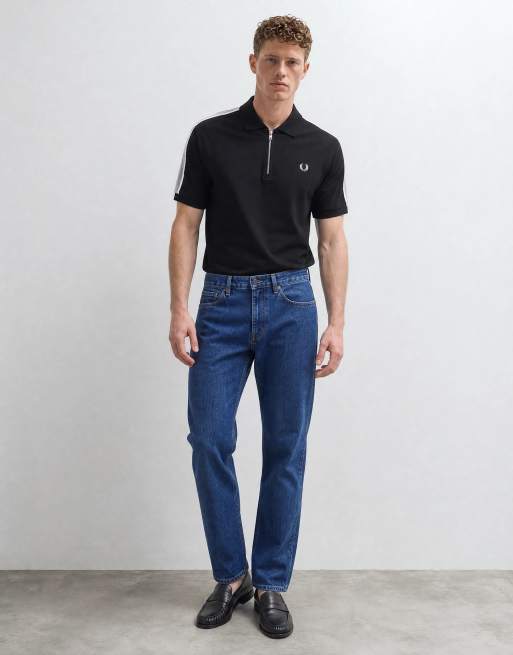 Fred Perry tennis net tape polo shirt in dark navy, 7 of 10