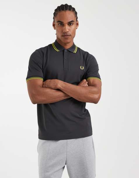 Fred Perry - Tennis Performance - Mørkegrå poloskjorte med dobbelt kantstribe og logo - view 1