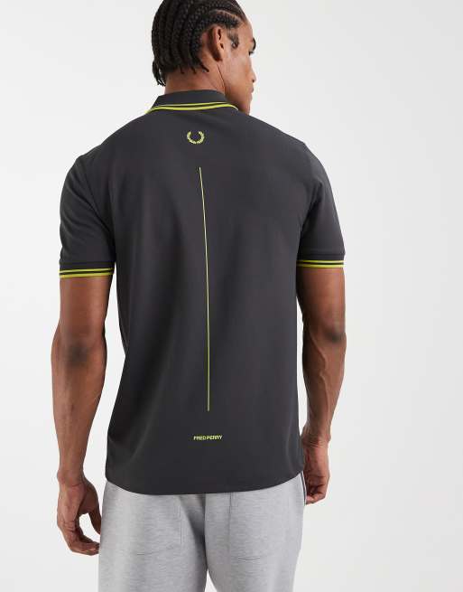Fred Perry Tennis performance twin tipped logo polo shirt in dark grey, 4 of 5