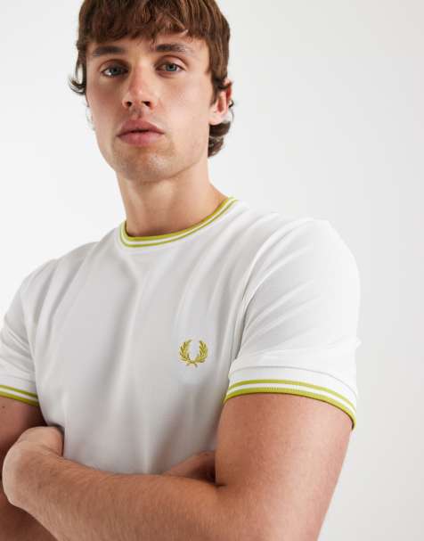 Fred Perry – Tennis – Performance – Vit t-shirt med kantrand och logga, del av set - view 1