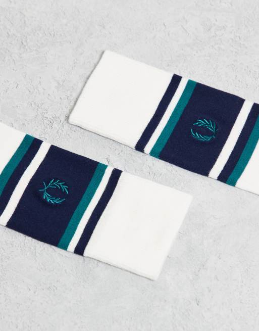 Fred Perry - Tennissokken met strepen en logo in wit, 3 van 3
