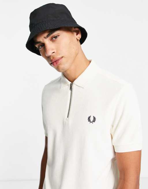 Fred perry zip polo white sale