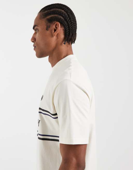 Fred Perry text logo graphic t-shirt in ecru, 4 of 5
