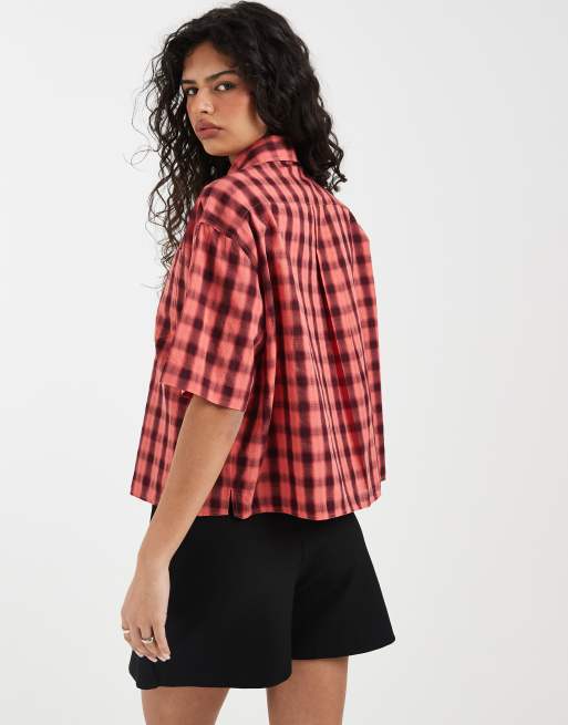 Fred Perry textured check shirt in red and black, 4 of 4
