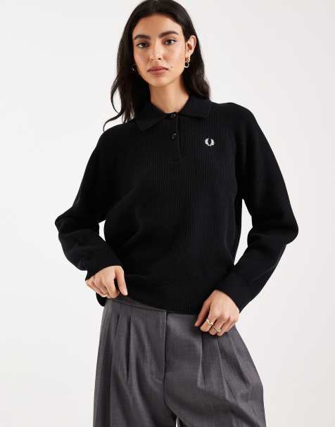 Fred Perry textured knit shirt in black - view 1