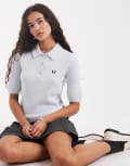 [Fred Perry] Fred Perry textured knit shirt in light blue 38 Light blue