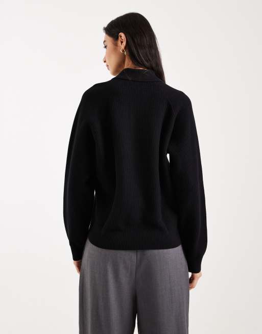 Fred Perry textured knitted shirt in black, 2 of 4
