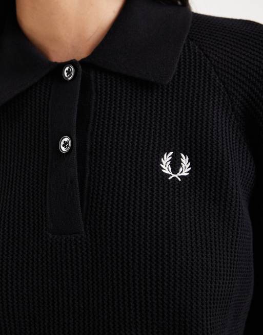 Fred Perry textured knitted shirt in black, 3 of 4